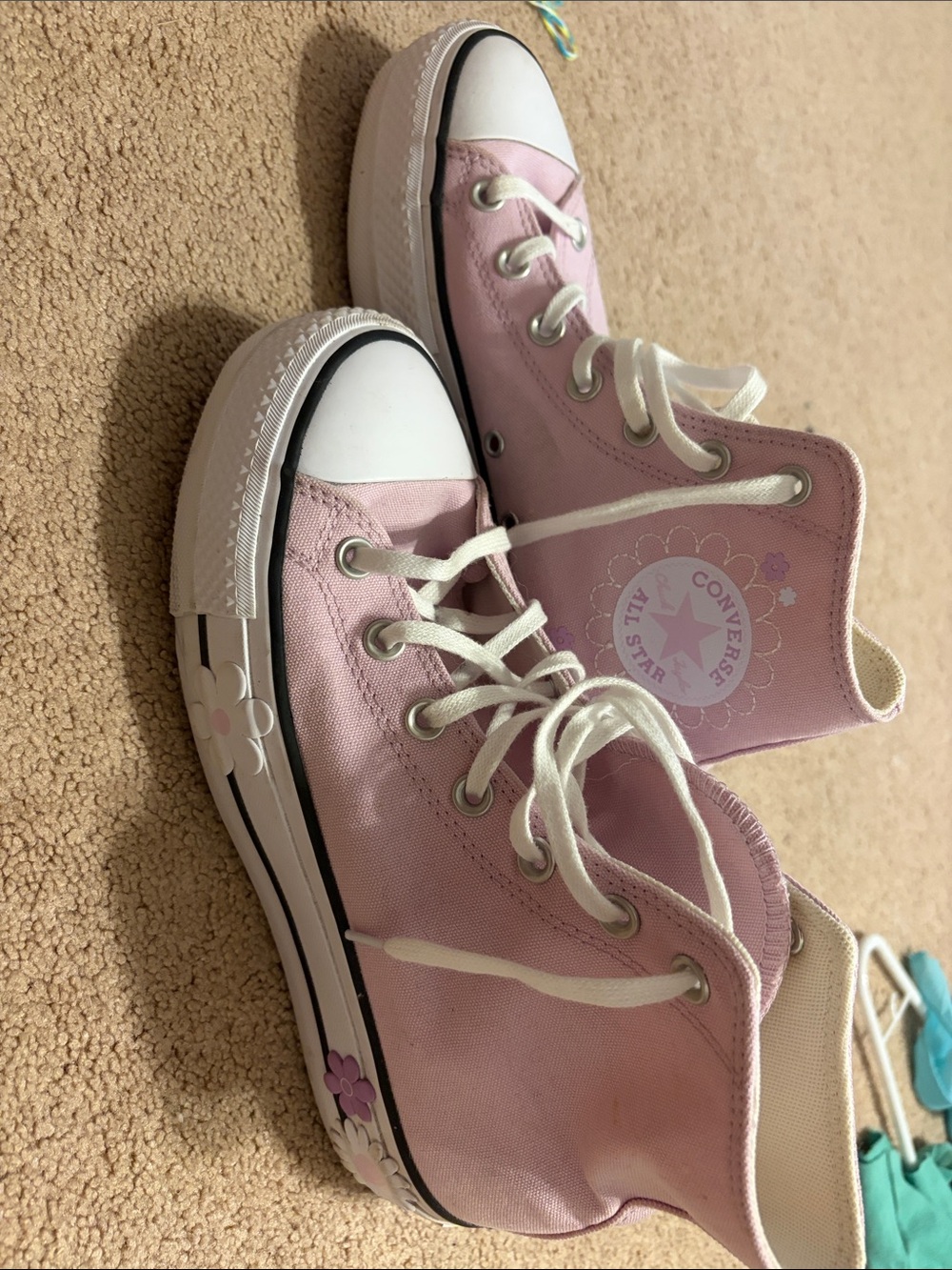 Converse Pink High-Top Women’s Floral Detail Sneakers